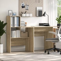 Friendly Engineered Wood Desk with Built-In Shelves