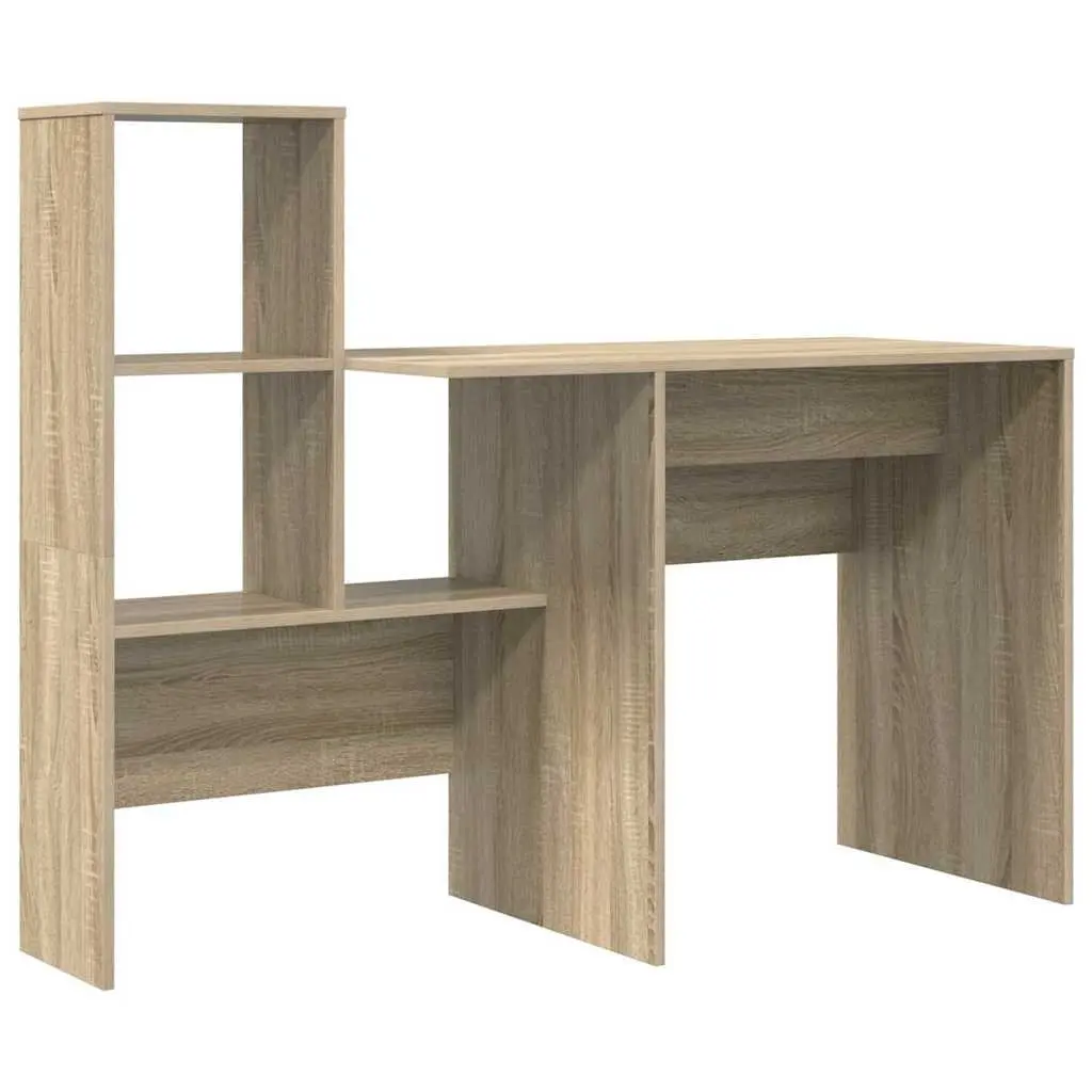 Engineered Wood Desk with Storage Shelves Brown Sonoma Oak 1315 x 500 x 1065 mm