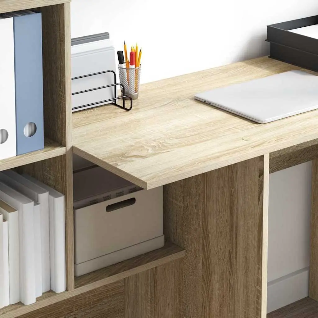 Engineered Wood Desk with Storage Shelves Brown Sonoma Oak 1315 x 500 x 1065 mm