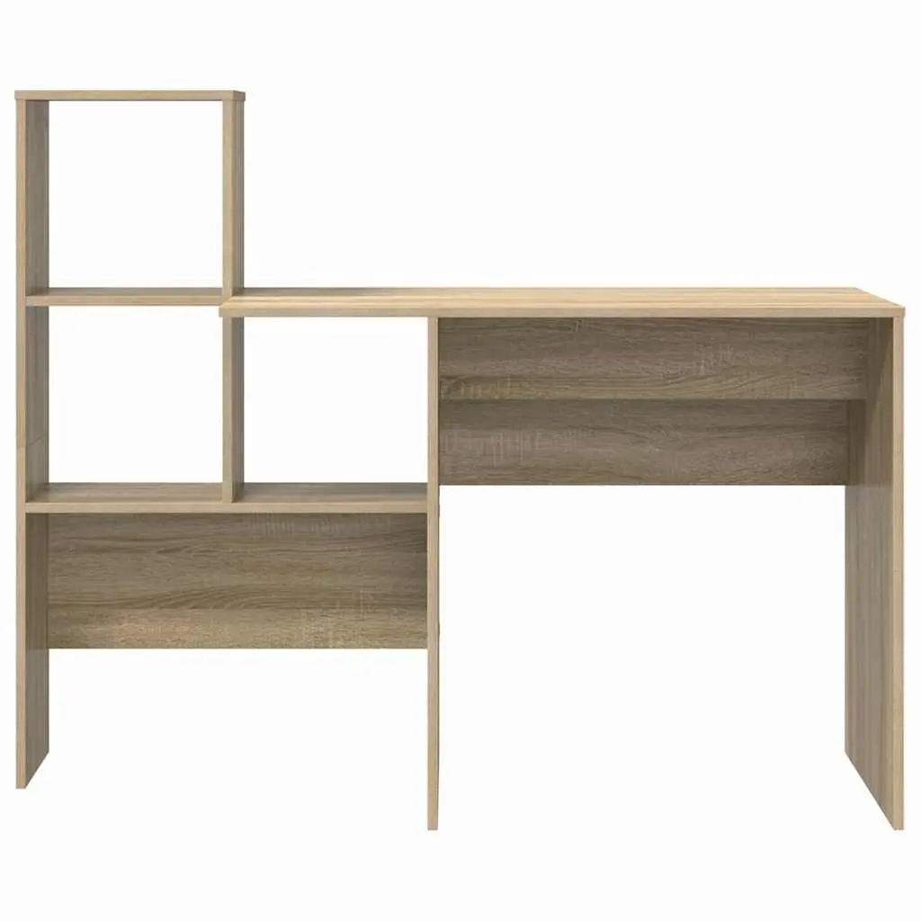 Engineered Wood Desk with Storage Shelves Brown Sonoma Oak 1315 x 500 x 1065 mm