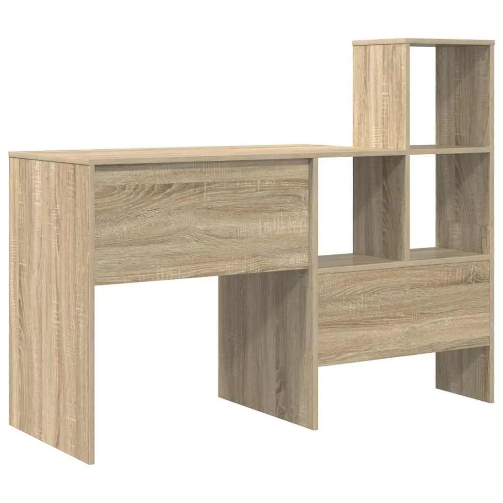Engineered Wood Desk with Storage Shelves Brown Sonoma Oak 1315 x 500 x 1065 mm