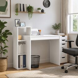 Your New White Desk with Shelf for a Functional Workspace