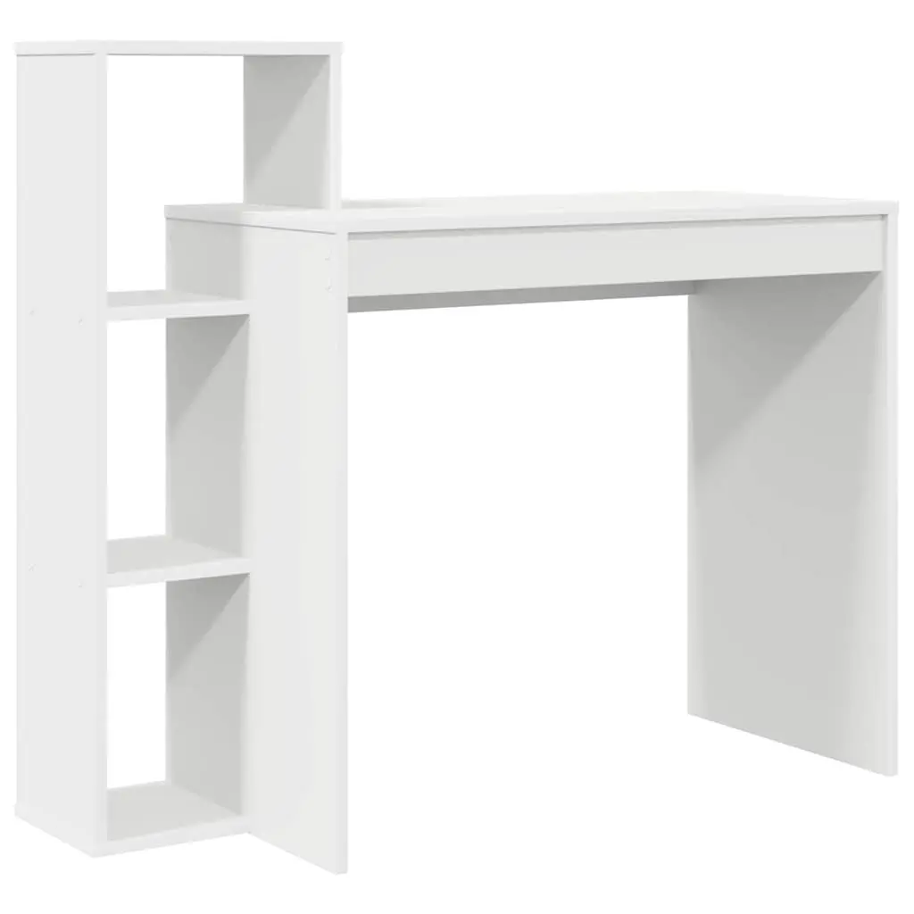 White Desk with Shelf Engineered Wood Rectangular Home Office Furniture