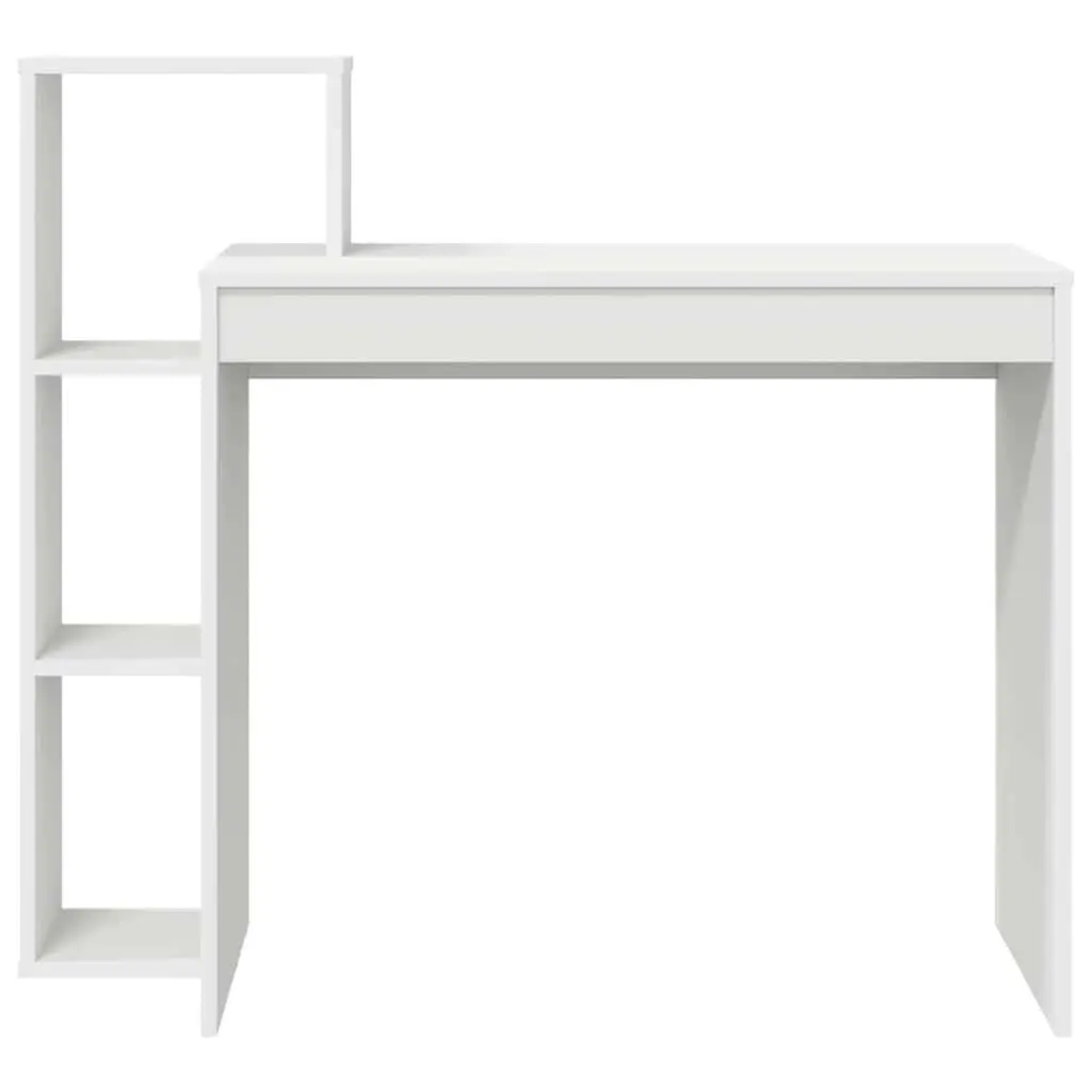 White Desk with Shelf Engineered Wood Rectangular Home Office Furniture