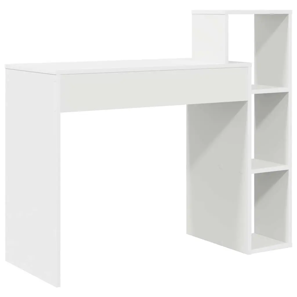 White Desk with Shelf Engineered Wood Rectangular Home Office Furniture