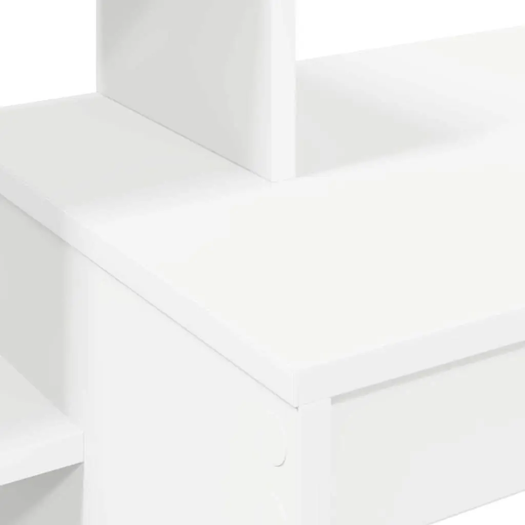 White Desk with Shelf Engineered Wood Rectangular Home Office Furniture
