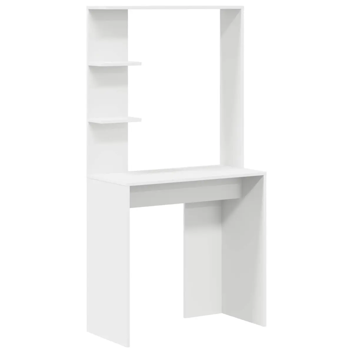 White Writing Desk with Shelves Storage 78.5 x 37 x 154.5 cm