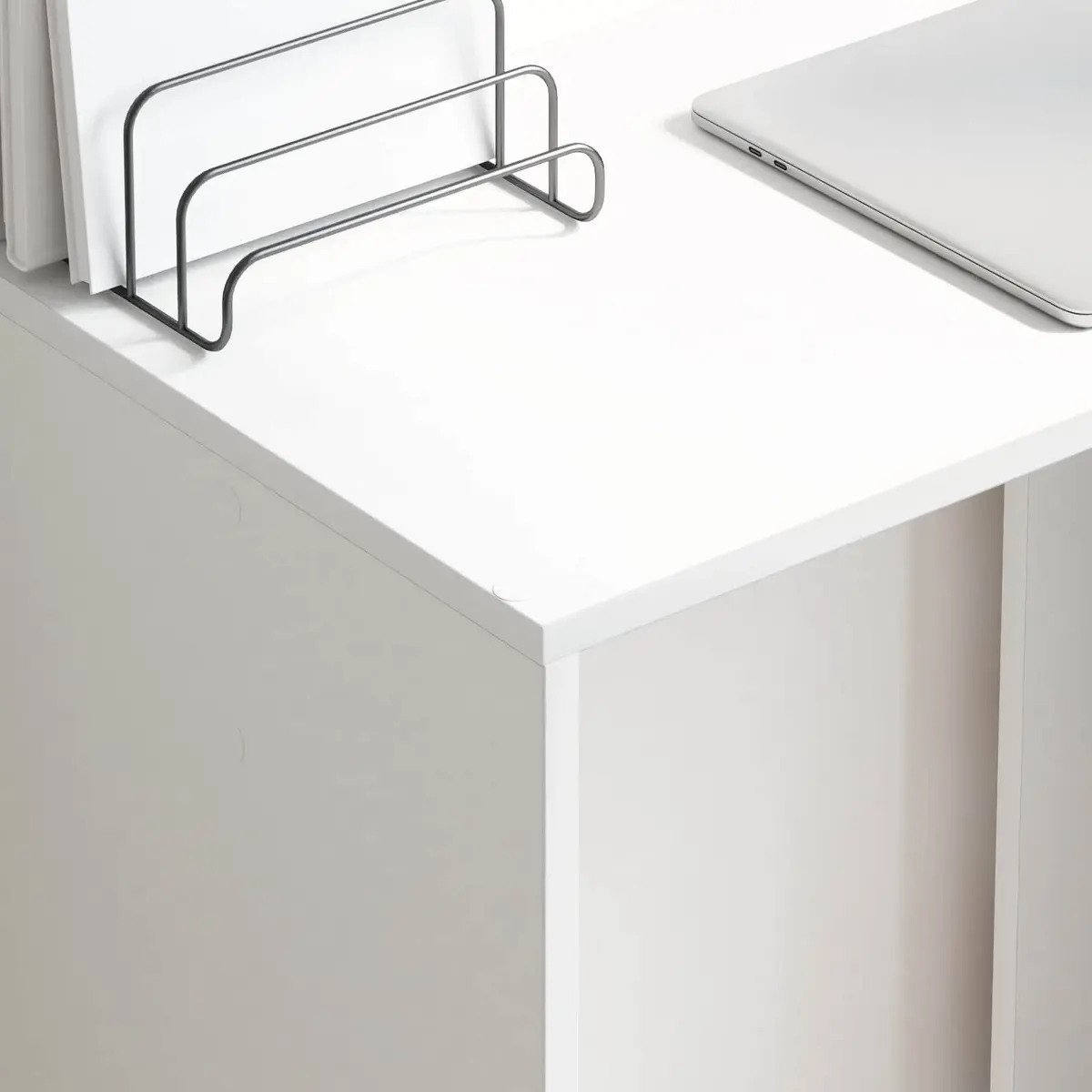 White Writing Desk with Shelves Storage 78.5 x 37 x 154.5 cm