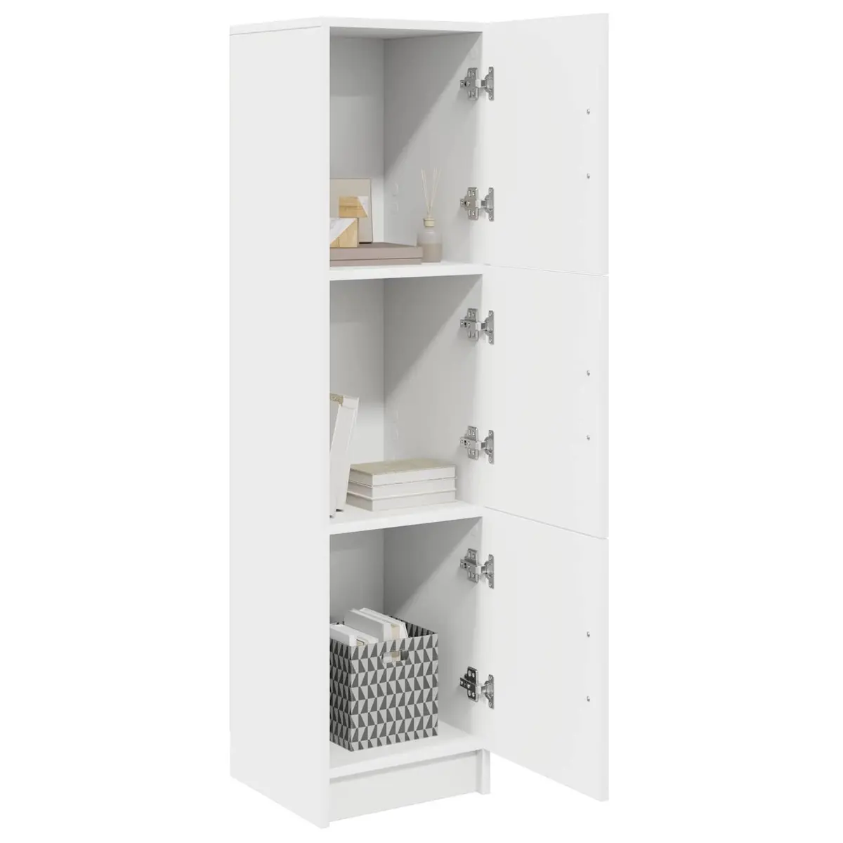 White Highboard Storage Cabinet Engineered Wood 31.5 x 32 x 122.5 cm