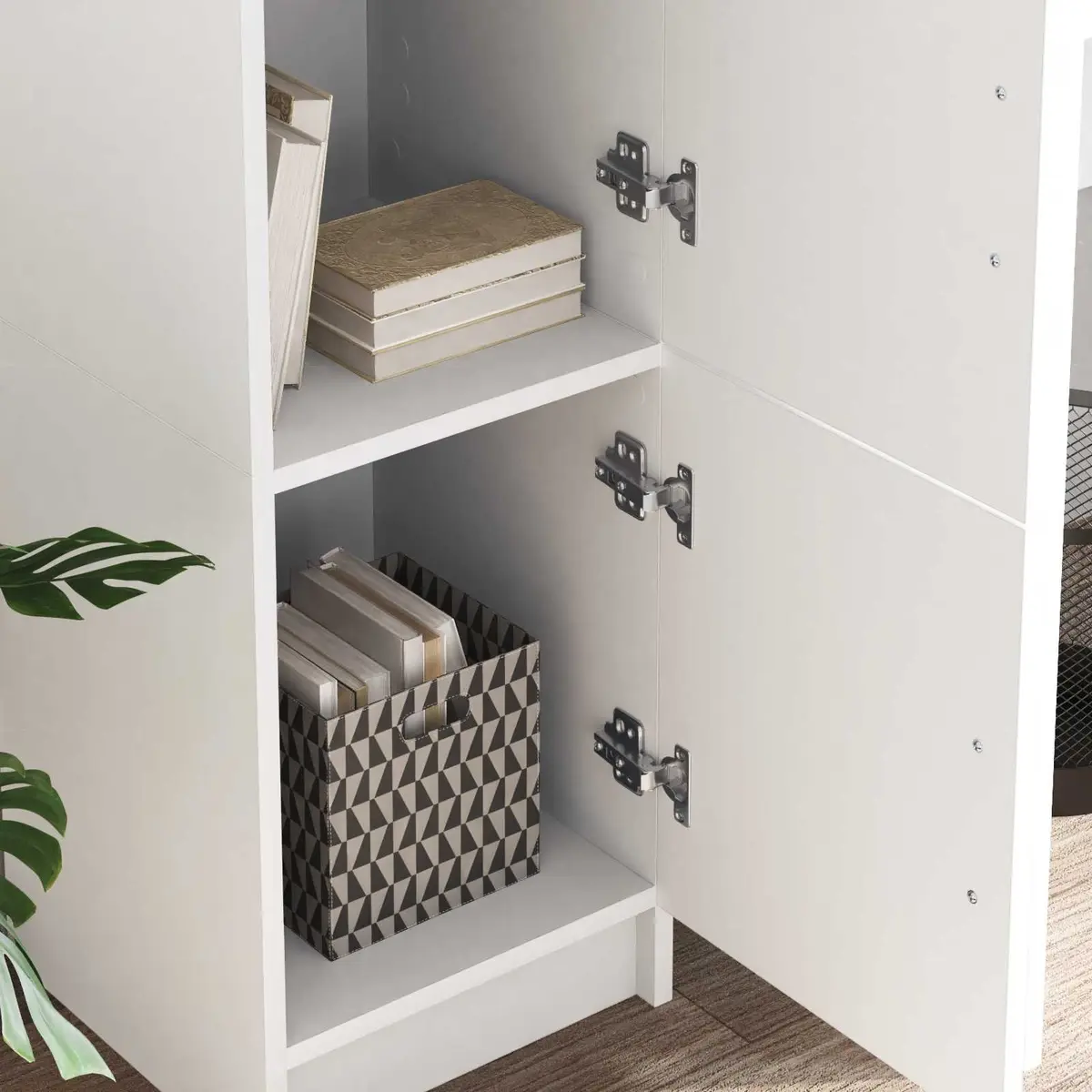 White Highboard Storage Cabinet Engineered Wood 31.5 x 32 x 122.5 cm