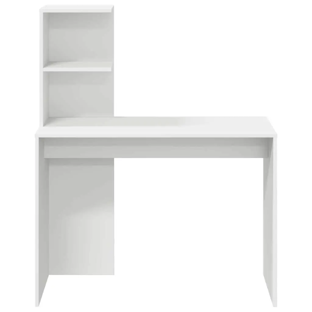 White Computer Desk with Built-in Shelves Storage Office Workstation Study Table
