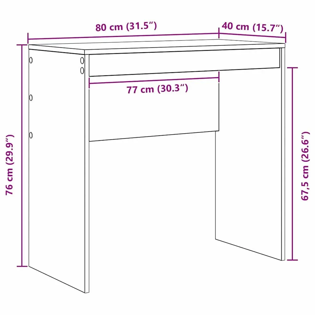 Writing Desk Engineered Wood White 80 x 40 x 76 cm