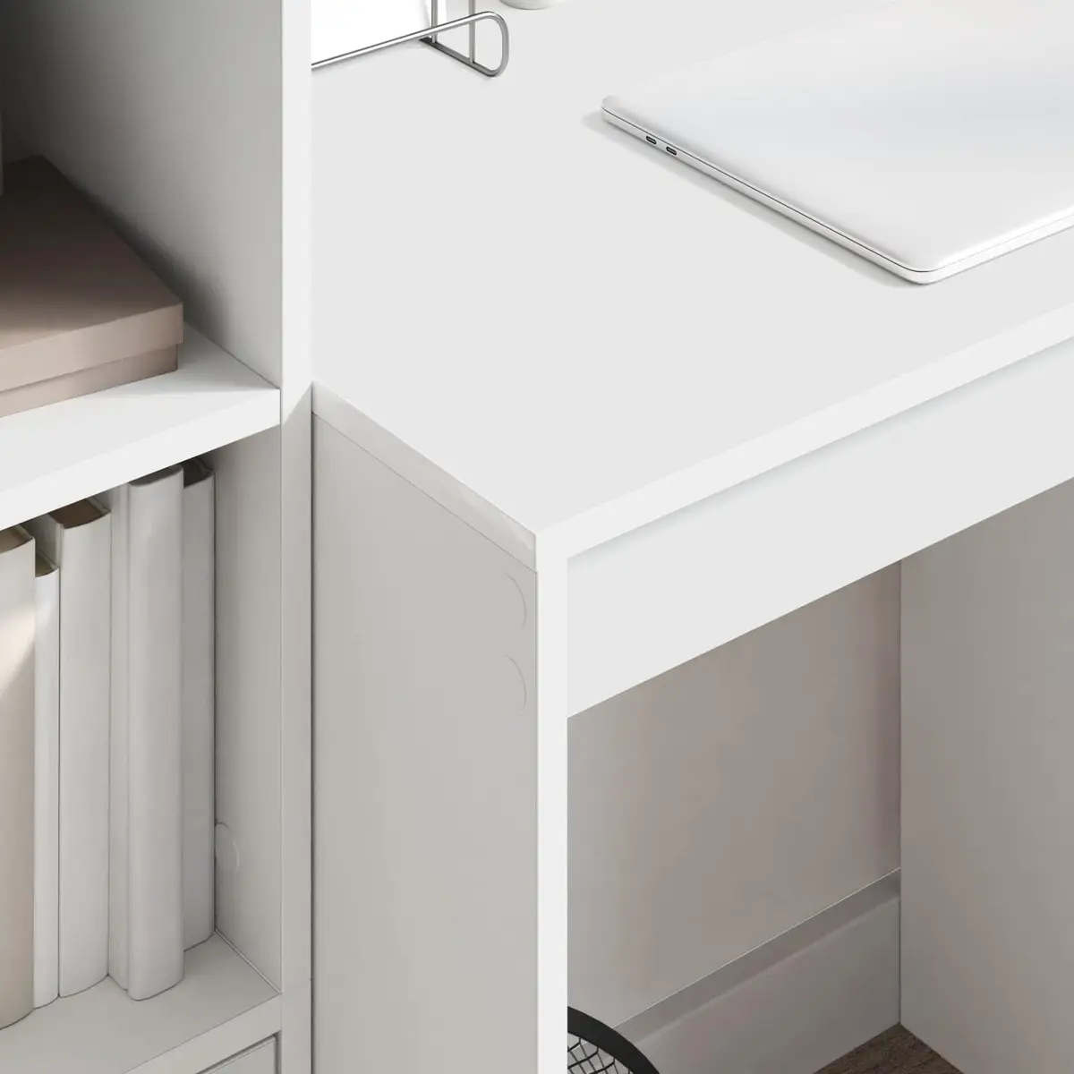 White Writing Desk Compact Home Office Study Computer Workstation Engineered
