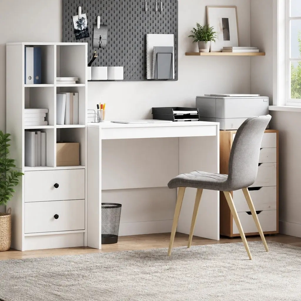 Writing Desk Compact White Engineered Wood 90 x 50 x 76 cm