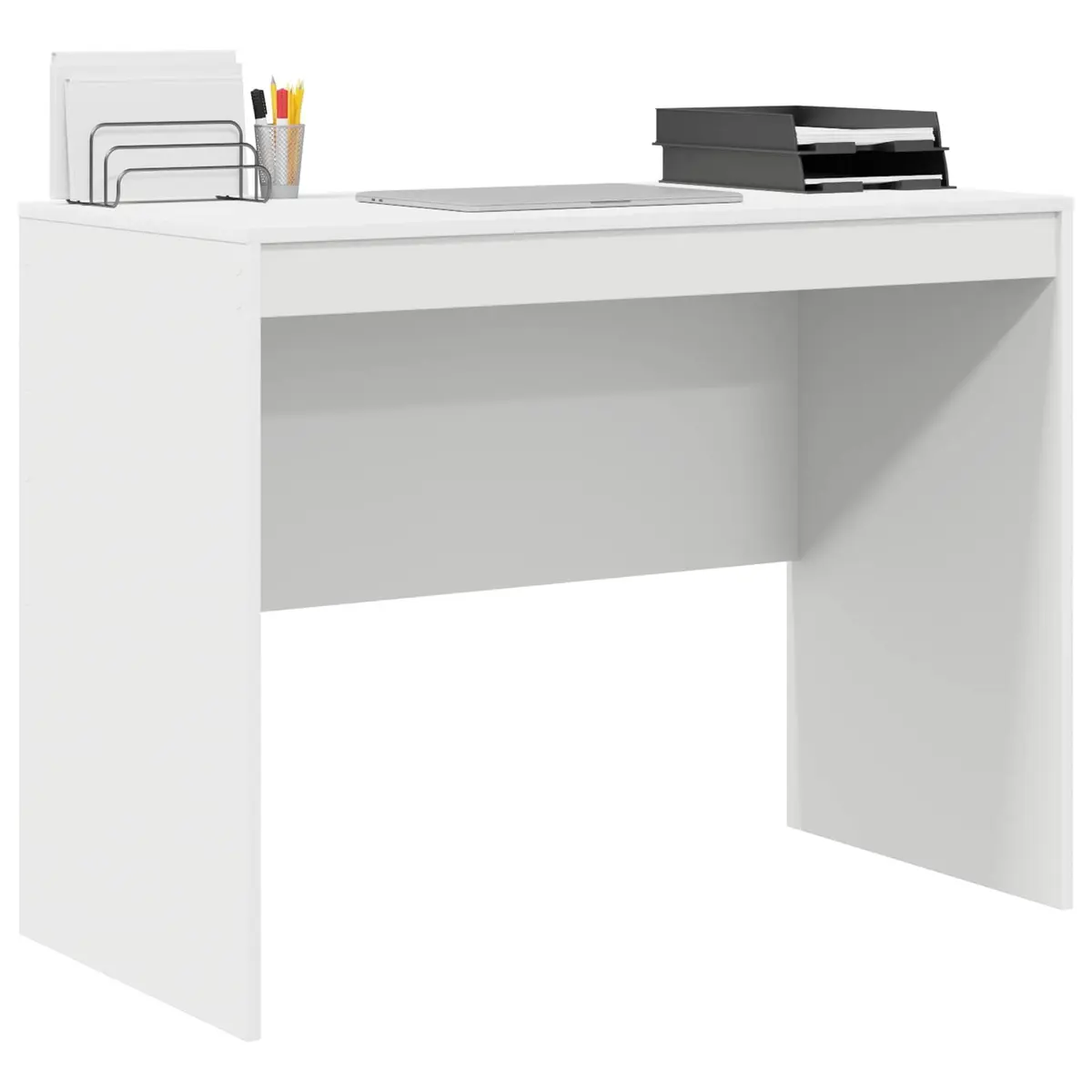 White Writing Desk Compact Modern Minimalist 100 x 50 x 76 cm