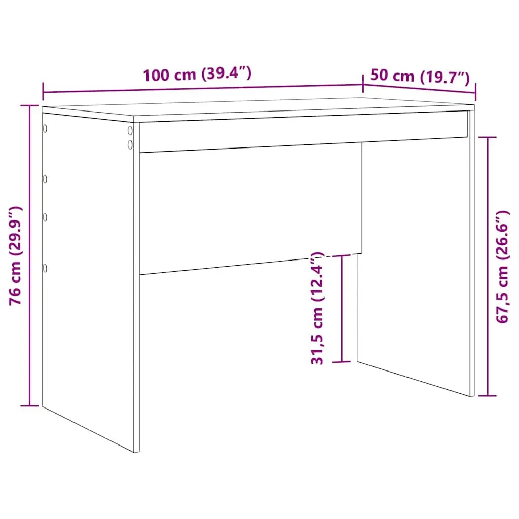 White Writing Desk Compact Modern Minimalist 100 x 50 x 76 cm