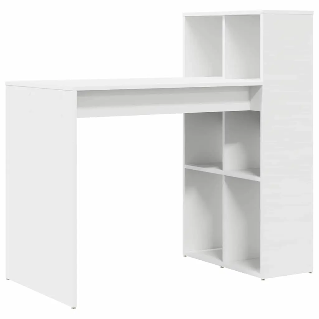 Computer Desk with Shelf Modern Office Workspace Storage White Engineered Wood