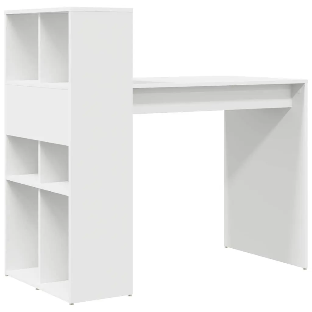 Computer Desk with Shelf Modern Office Workspace Storage White Engineered Wood