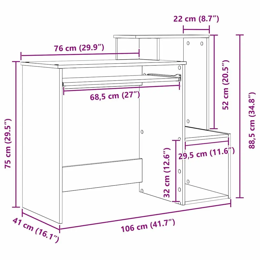 White Computer Desk with Drawer Rectangular Engineered Wood