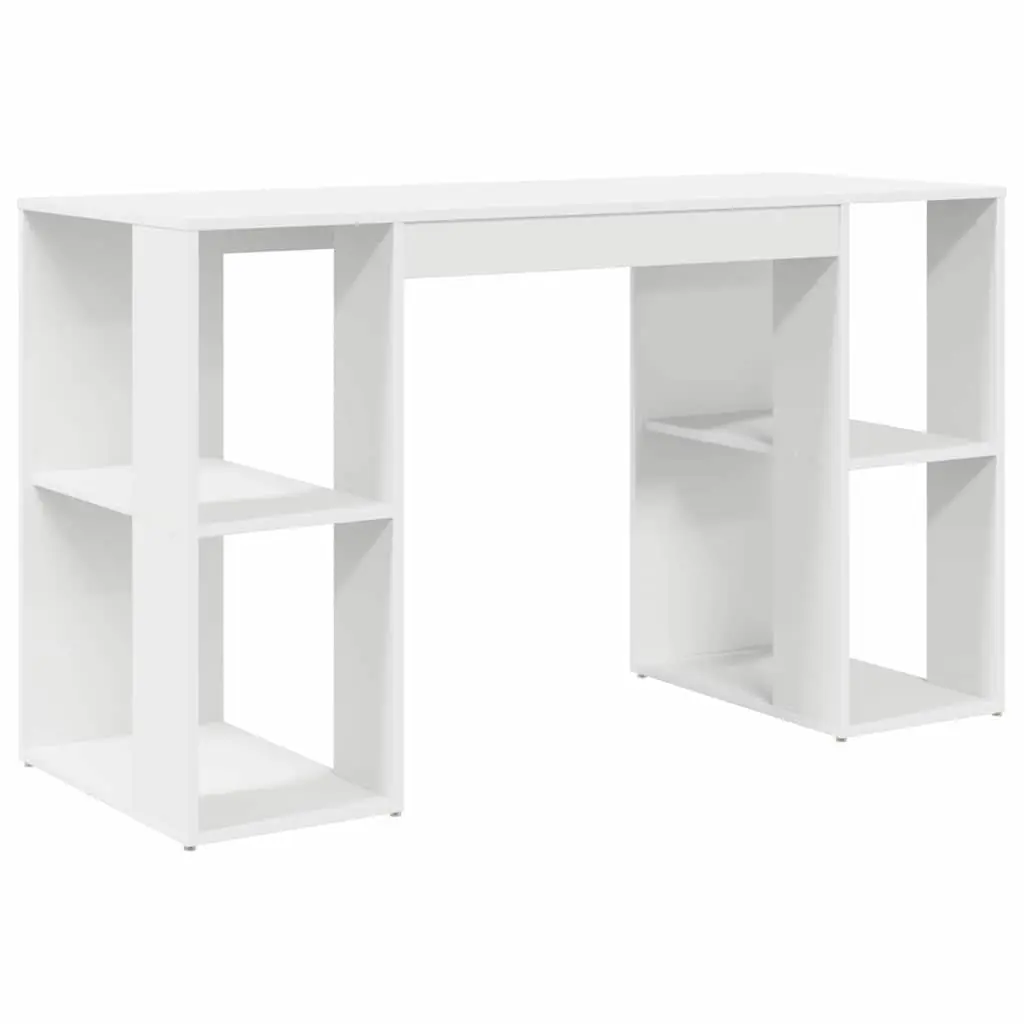 Desk with Shelf White 130 x 50.5 x 75 cm Storage Office Computer Workspace