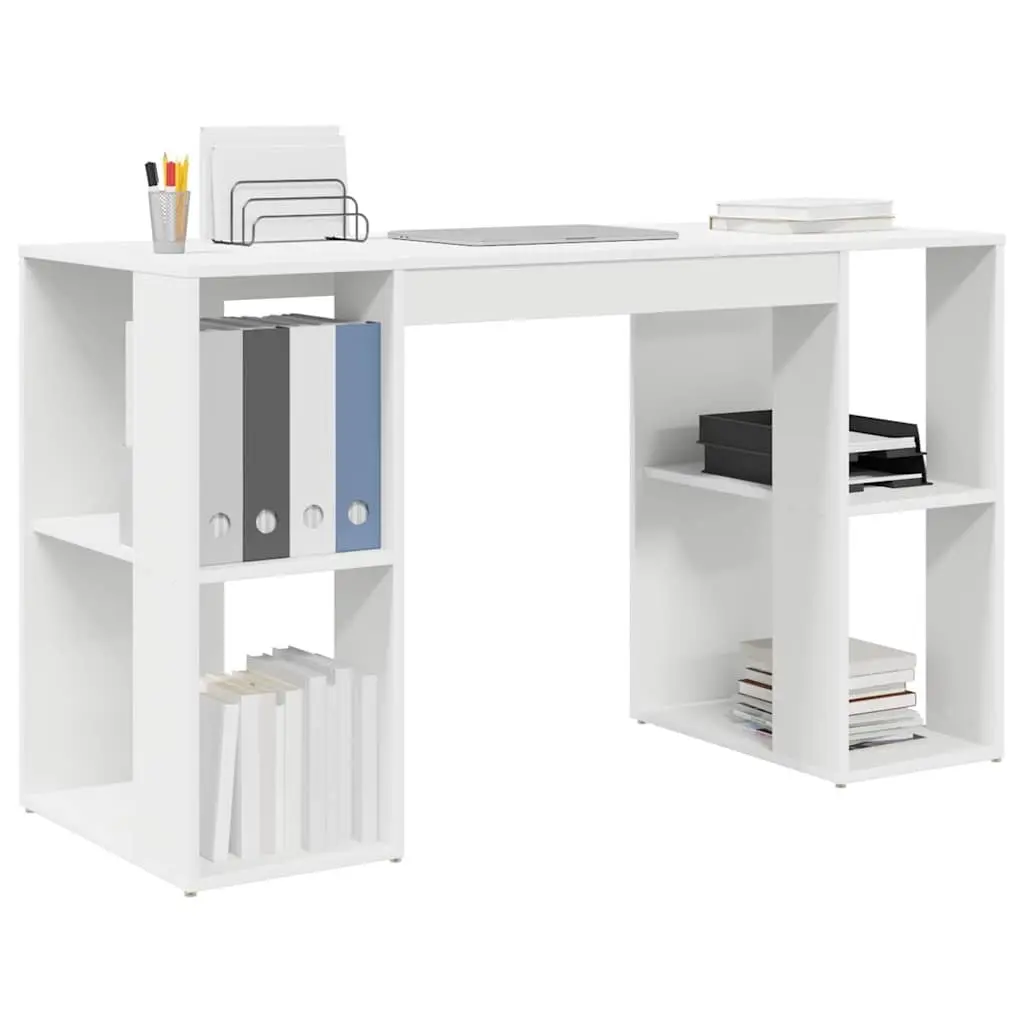 Desk with Shelf White 130 x 50.5 x 75 cm Storage Office Computer Workspace