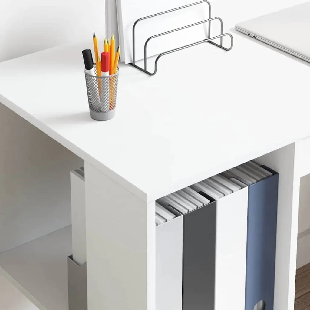 Desk with Shelf White 130 x 50.5 x 75 cm Storage Office Computer Workspace
