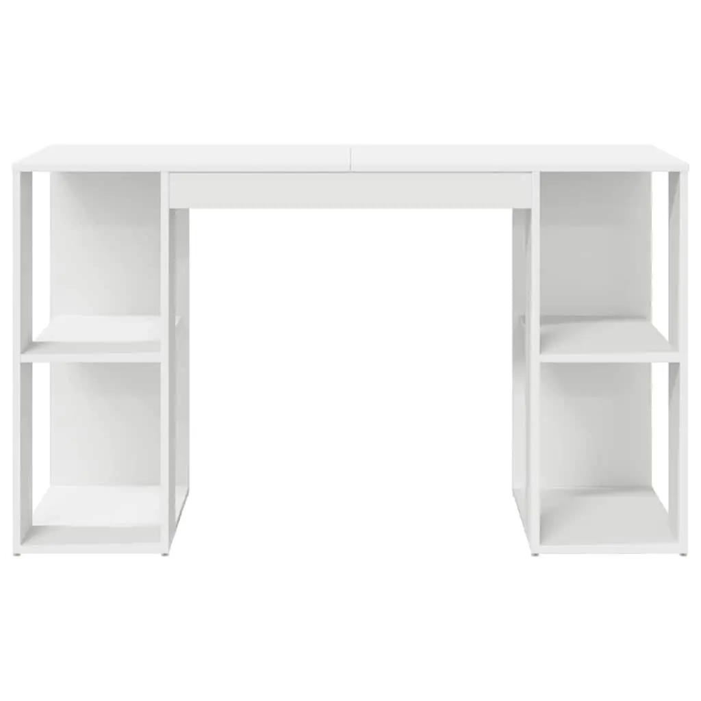 Desk with Shelf White 130 x 50.5 x 75 cm Storage Office Computer Workspace