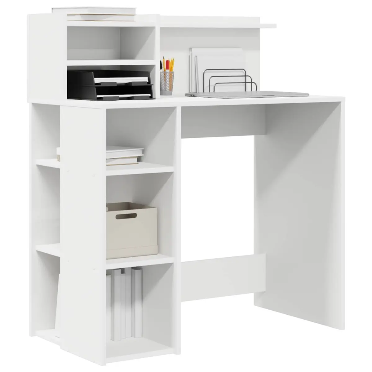 White Desk with Shelf 90 x 48 x 101.5 cm Office Writing Table Storage