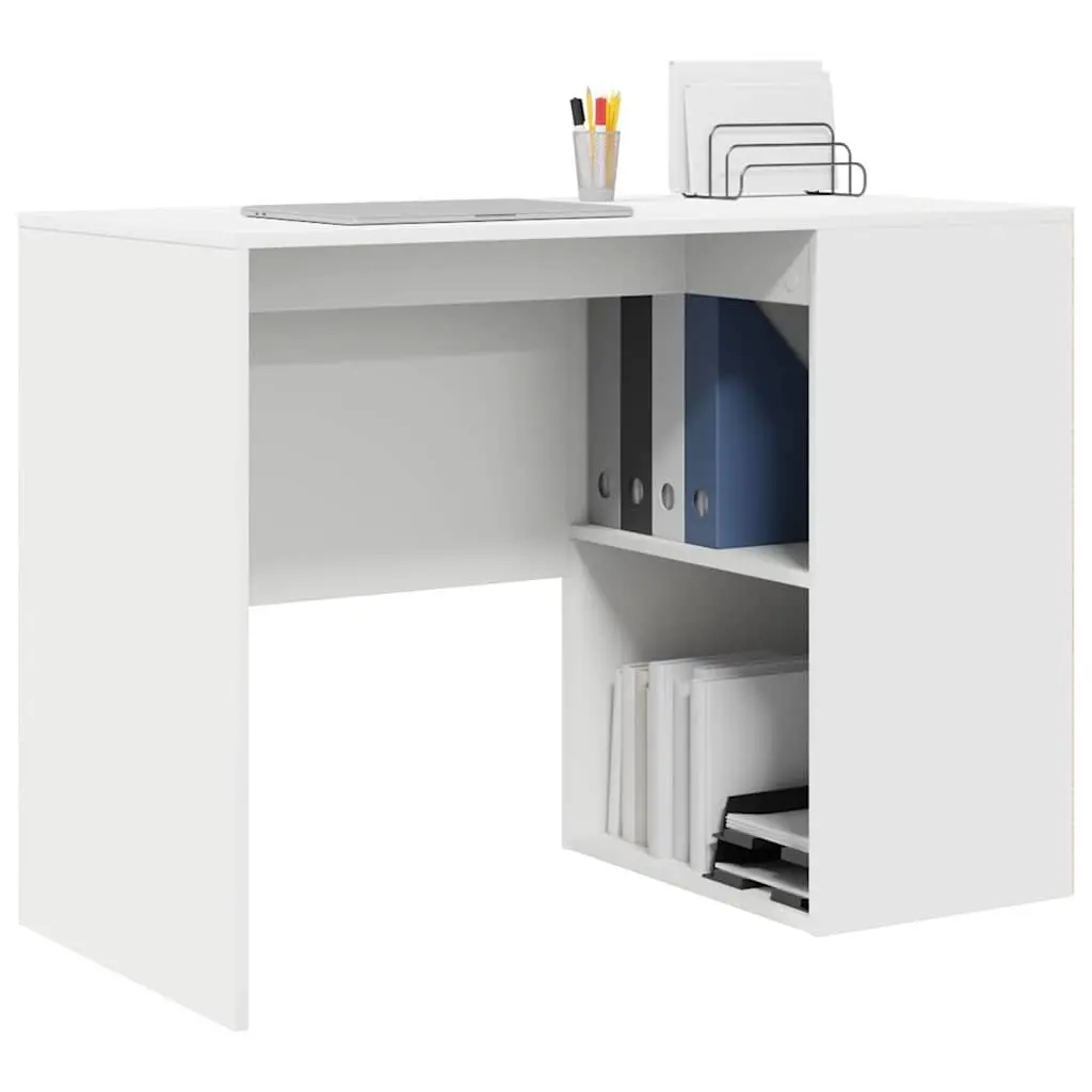 White Office Desk with Shelves 102x50x75cm