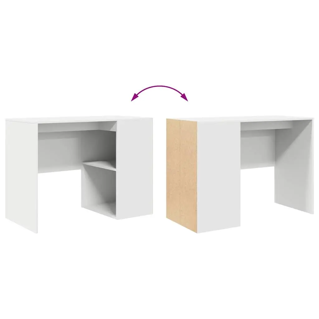 White Office Desk with Shelves 102x50x75cm