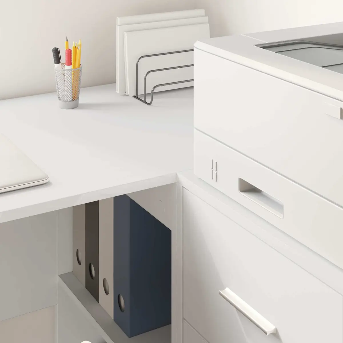 White Sideboard Modern Storage Cabinet 38 x 34 x 75 cm