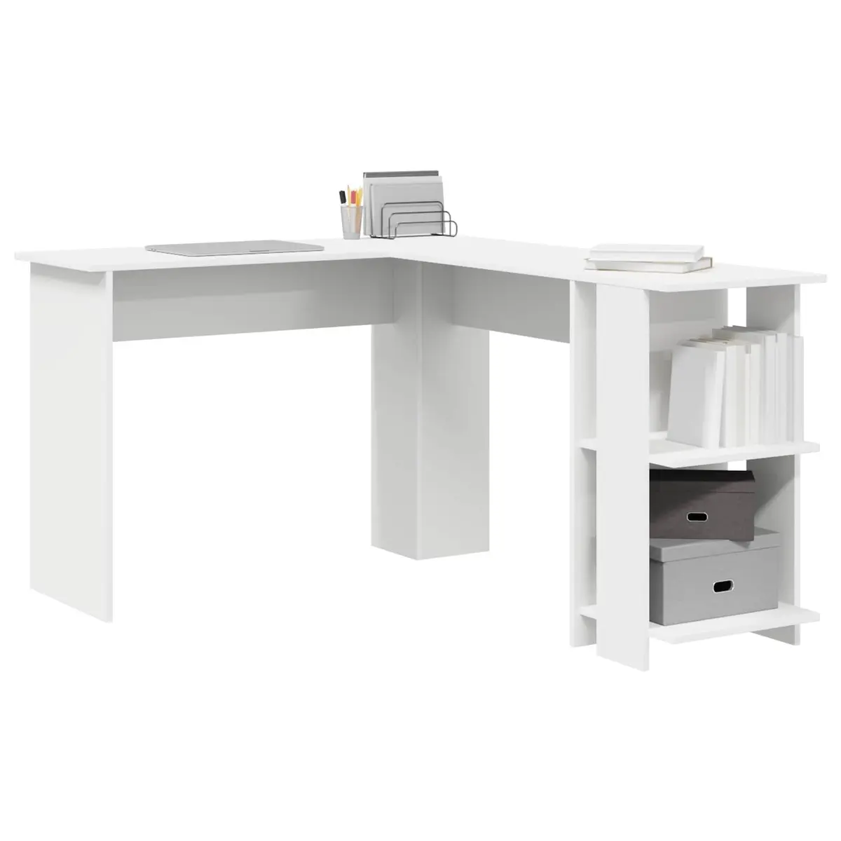Corner Desk White Engineered Wood 140 x 113.5 x 75 cm