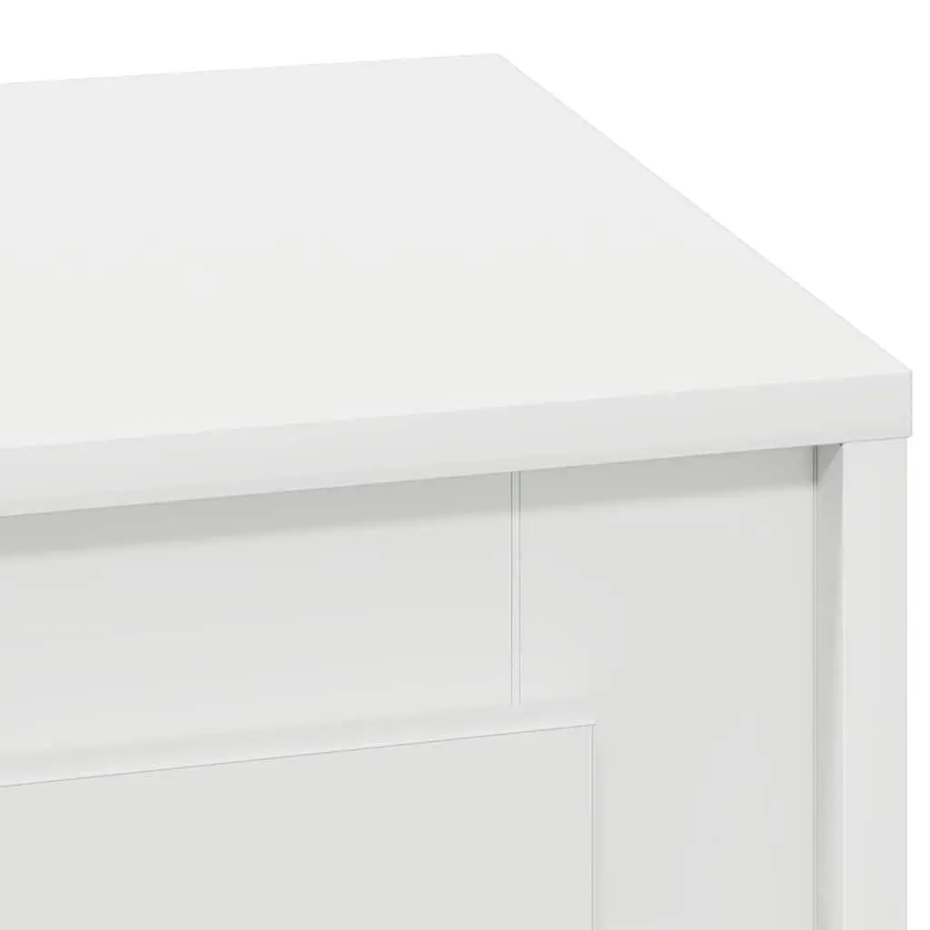 Bedside Cabinet 2 pcs White Engineered Wood Nightstand Table LED USB Storage
