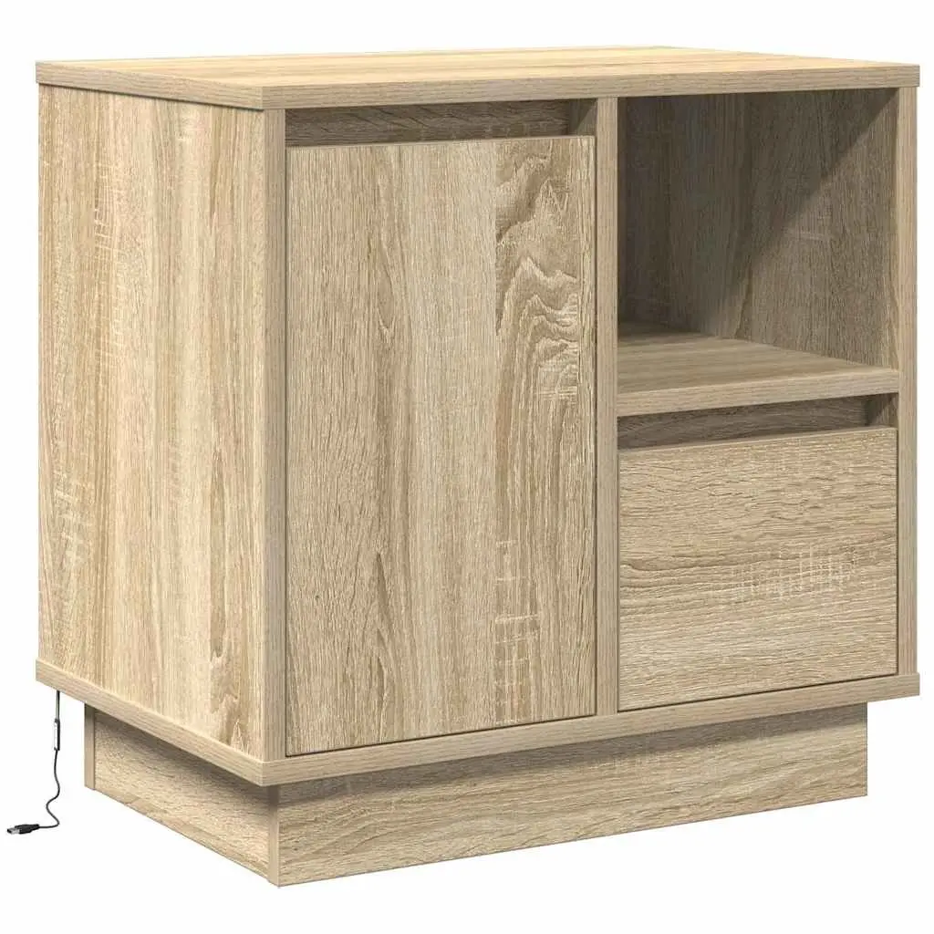 Bedside Cabinet with Drawer Engineered Wood Bedroom Storage 50 x 34.5 x 50 cm
