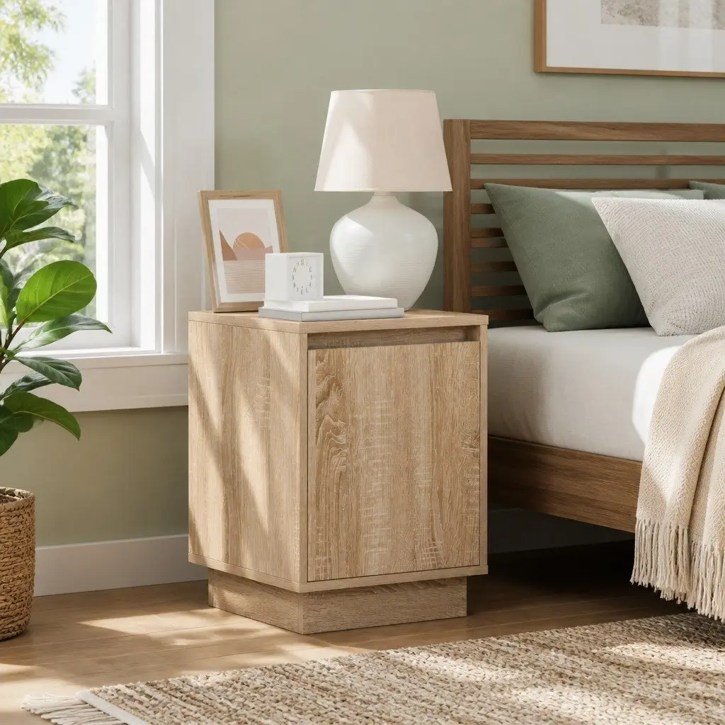 Brown Bedside Cabinets with LED Lighting