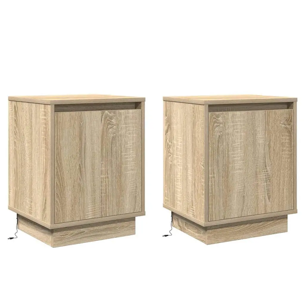 Brown Bedside Cabinets with LED Lighting