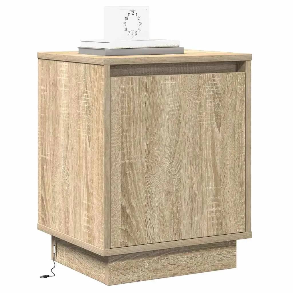 Brown Bedside Cabinets with LED Lighting