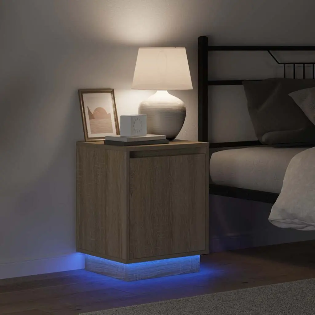 Brown Bedside Cabinets with LED Lighting