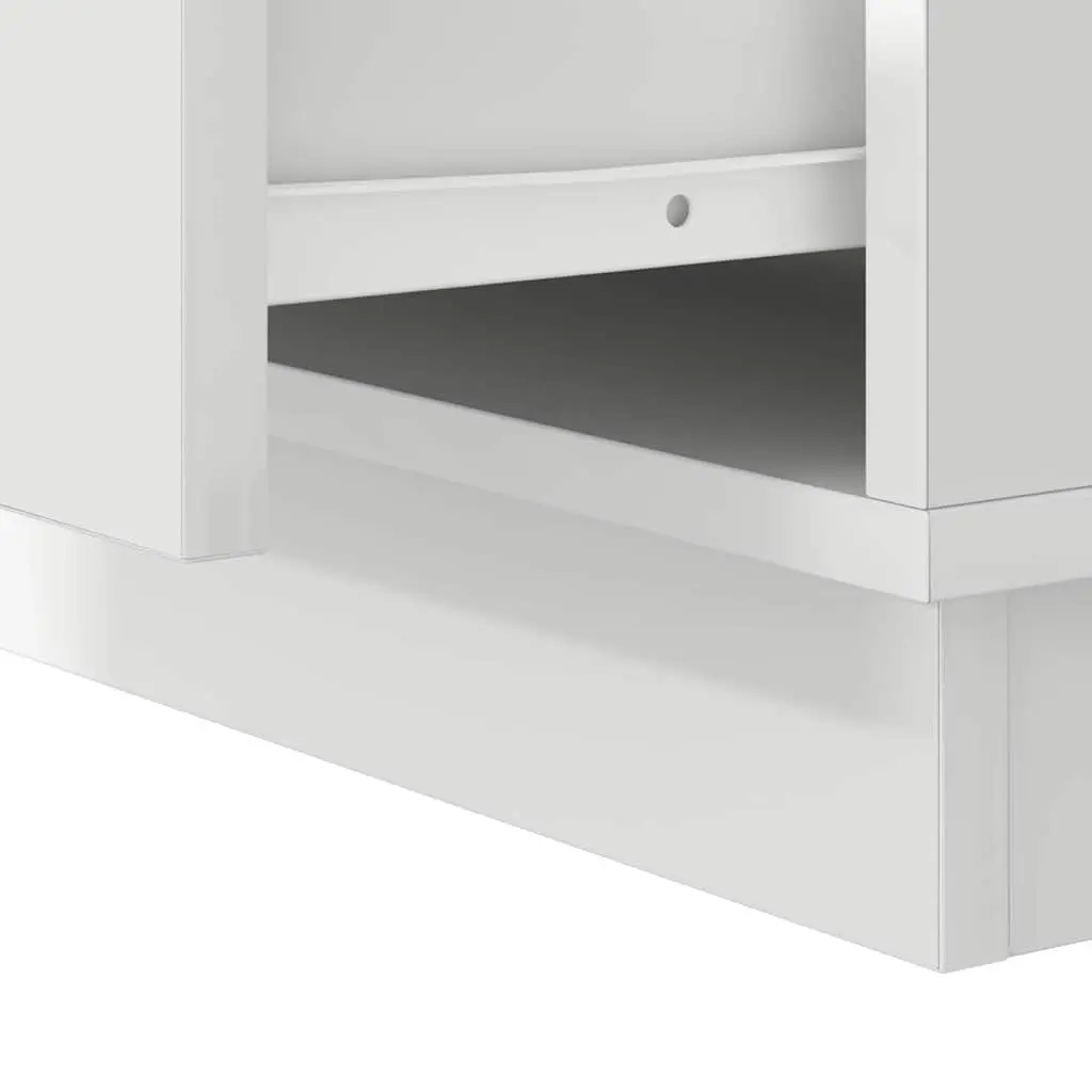 Bedside Cabinet 2 pcs White Compact Nightstand with USB-powered Multicoloured LED String Lights