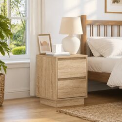 Bedside Cabinet with Drawer 2 pcs Brown 39 x 34.5 x 50 cm USB LED Lighting
