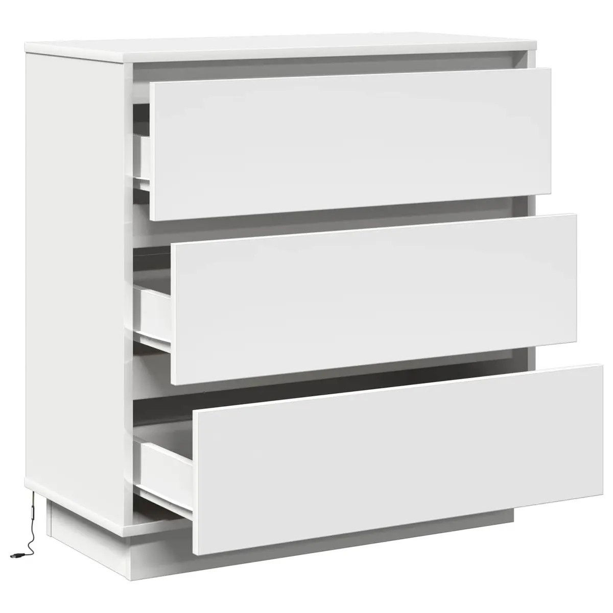 Bedside Cabinet White Engineered Wood Nightstand Compact Storage Table 71cm