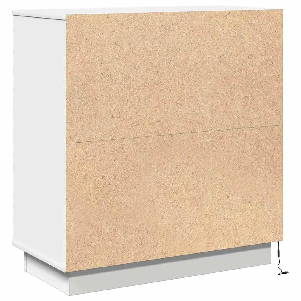 Bedside Cabinet White Engineered Wood Nightstand Compact Storage Table 71cm