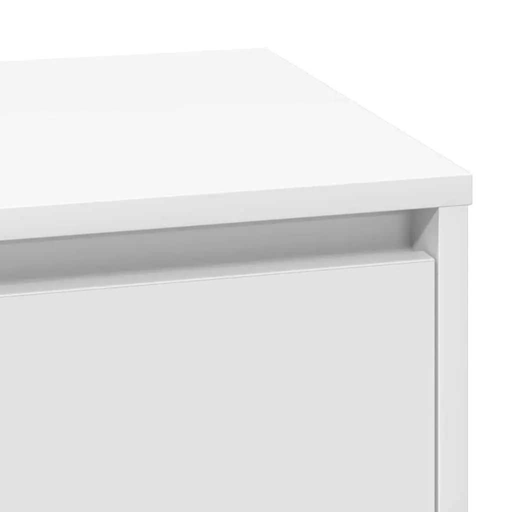 Bedside Cabinet White Engineered Wood Nightstand Compact Storage Table 71cm