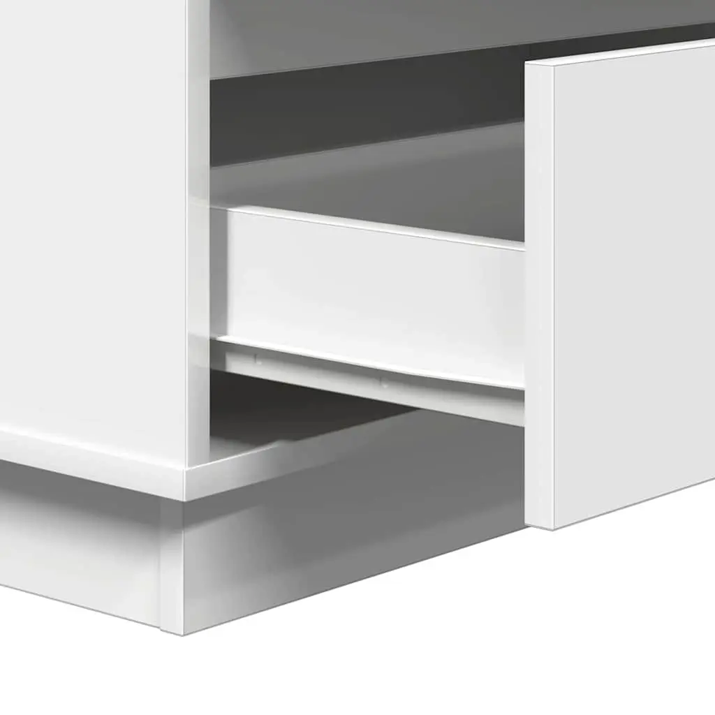 Bedside Cabinet White Engineered Wood Nightstand Compact Storage Table 71cm
