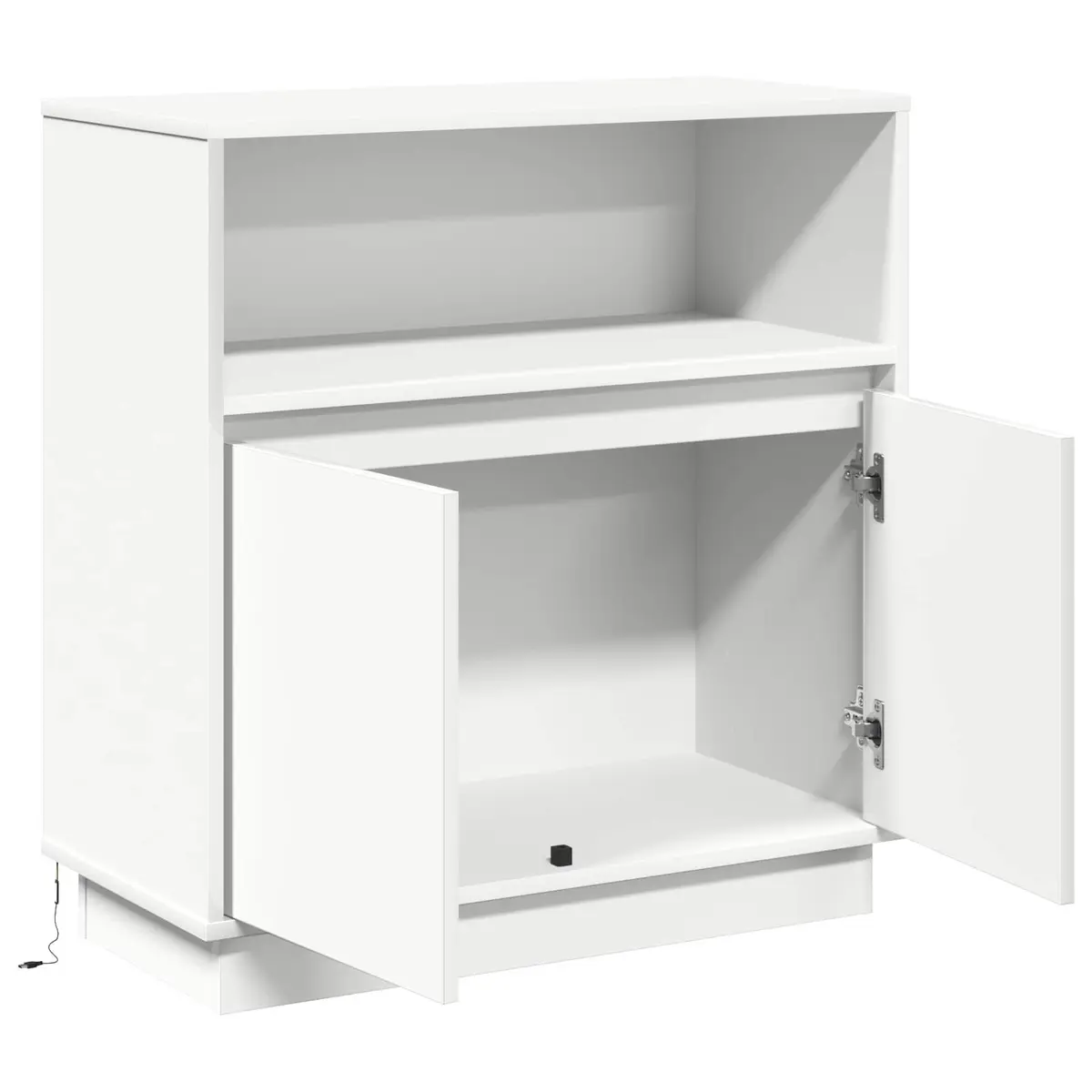 LED Sideboard White Modern Storage Cabinet Engineered Wood Hinged Doors 71 x 34.5 x 75 cm