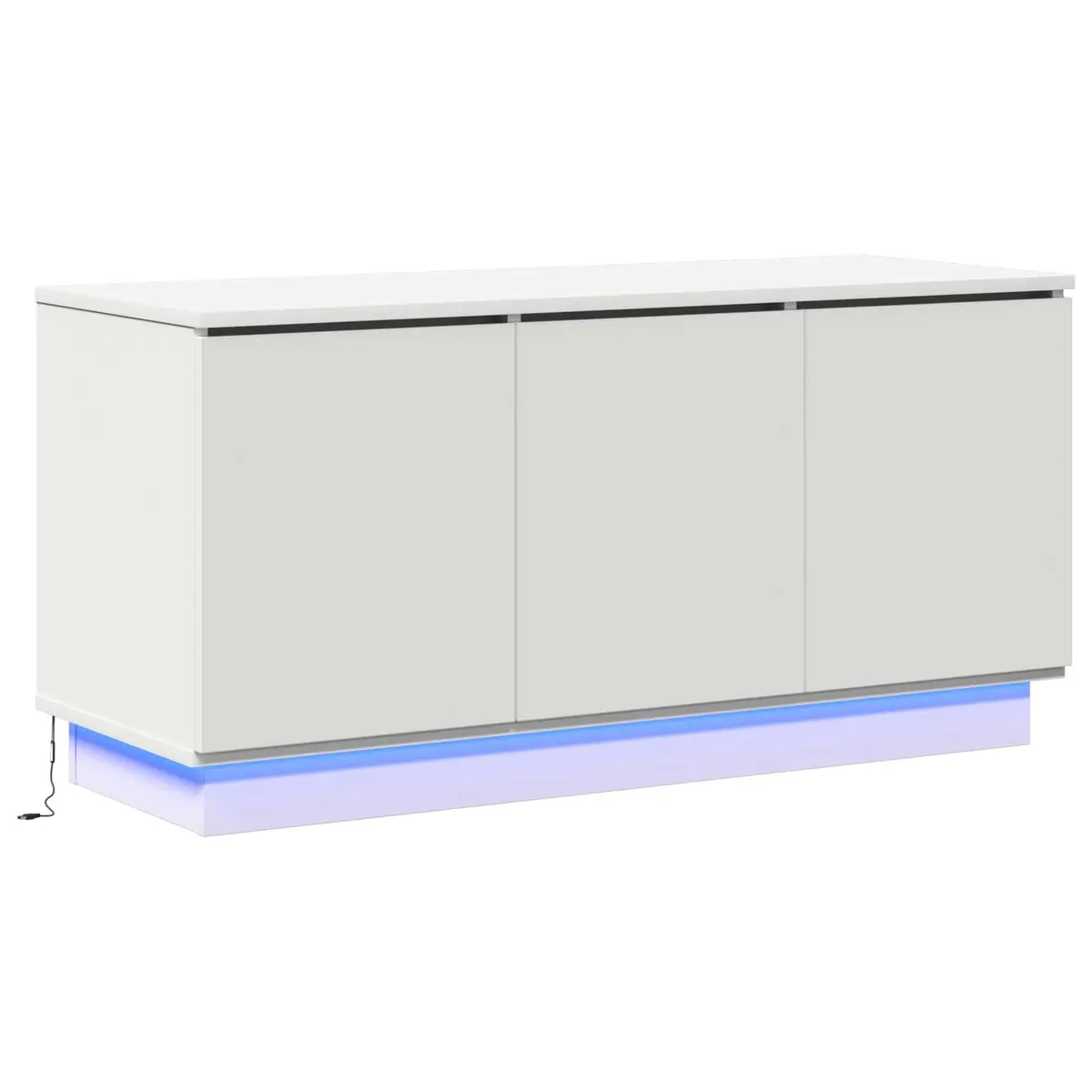 White Engineered Wood TV Cabinet with LED Lighting 100x38x49cm for Living Room Storage