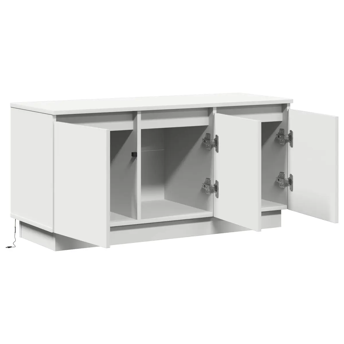 White Engineered Wood TV Cabinet with LED Lighting 100x38x49cm for Living Room Storage