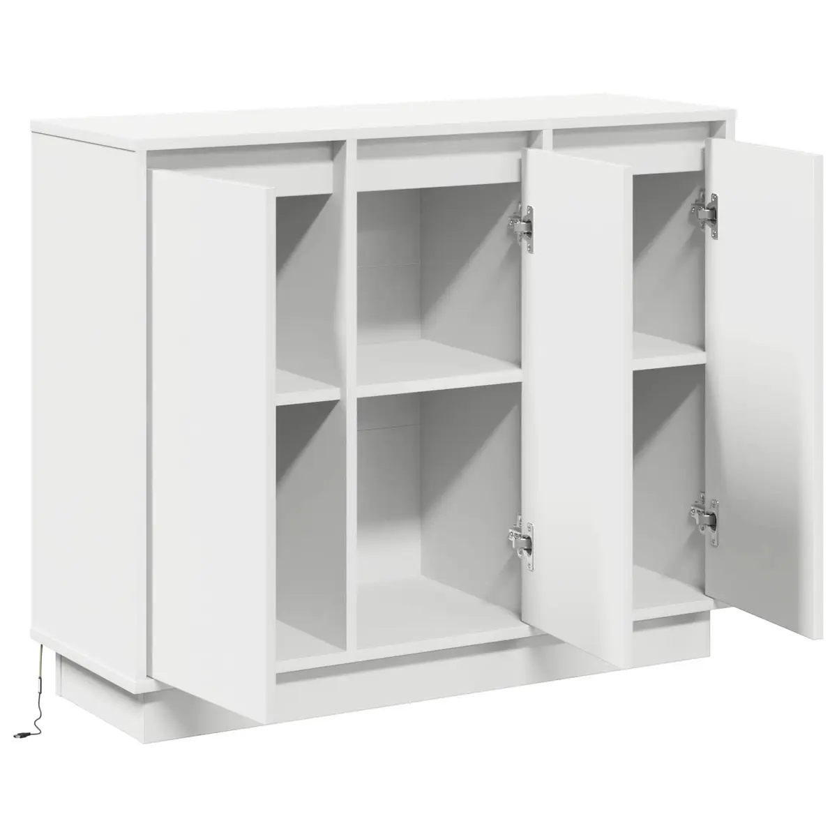 LED Sideboard White 90 x 32 x 75 cm Storage Cabinet with Lights Modern Living