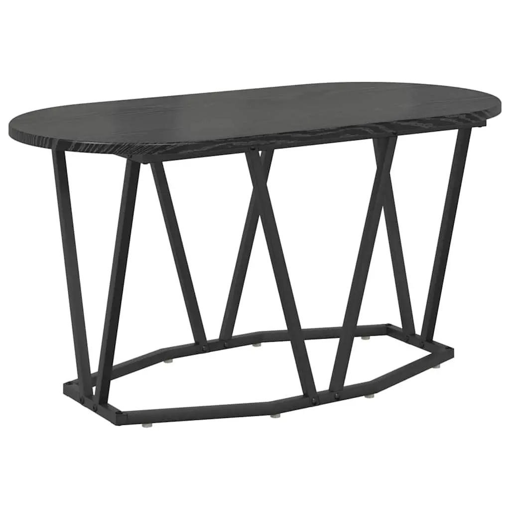 Oval Coffee Table Industrial Modern Black Oak 80x40x40.5cm