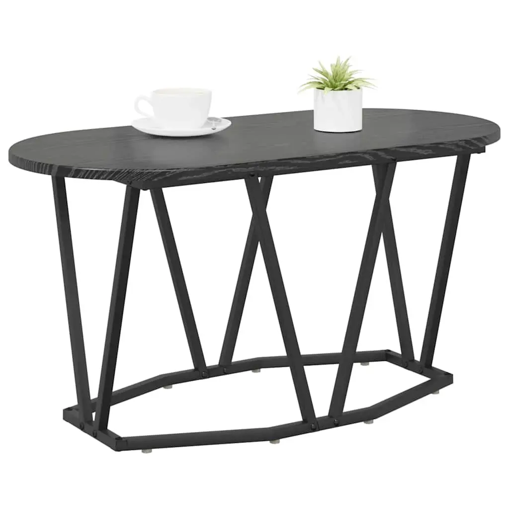 Oval Coffee Table Industrial Modern Black Oak 80x40x40.5cm